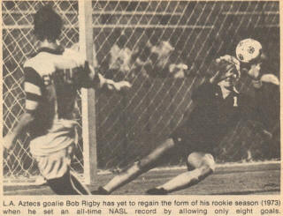NASL Soccer Los Angeles Aztecs 77- Goalie Bob Rigby