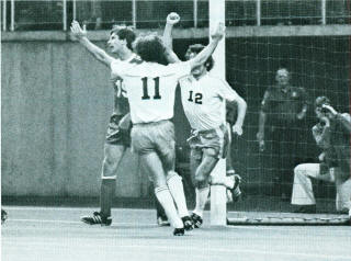 Sounders 77 Home Back Paul Crossley, Mickey Cave, Stars